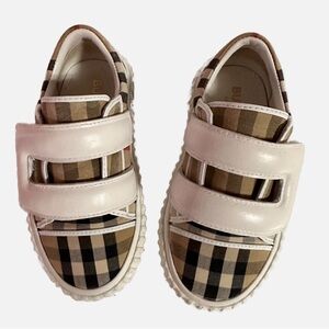 BURBERRY Kids Brown White Plaid Unisex Sneakers